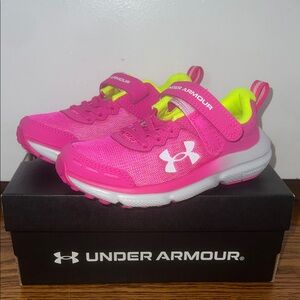 Under Armour Kids Pink and Neon Green Sneakers